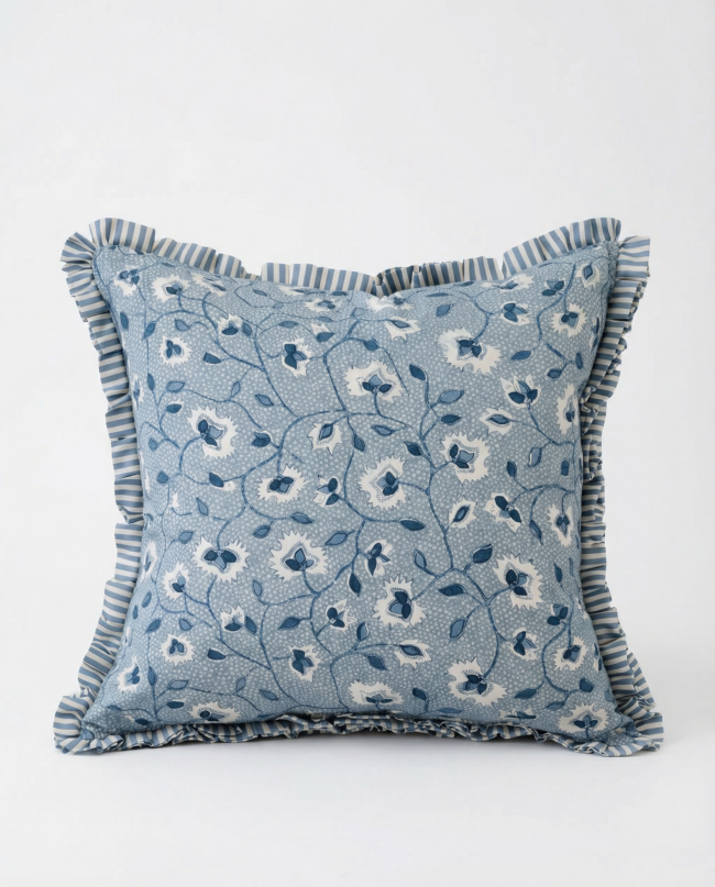 Blue-Bedroom-flower-Pillow