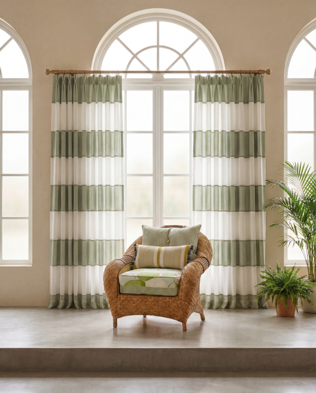 Green-Stripe-Curtains_Wicker-Armchair-Window-Myfair-Workroom