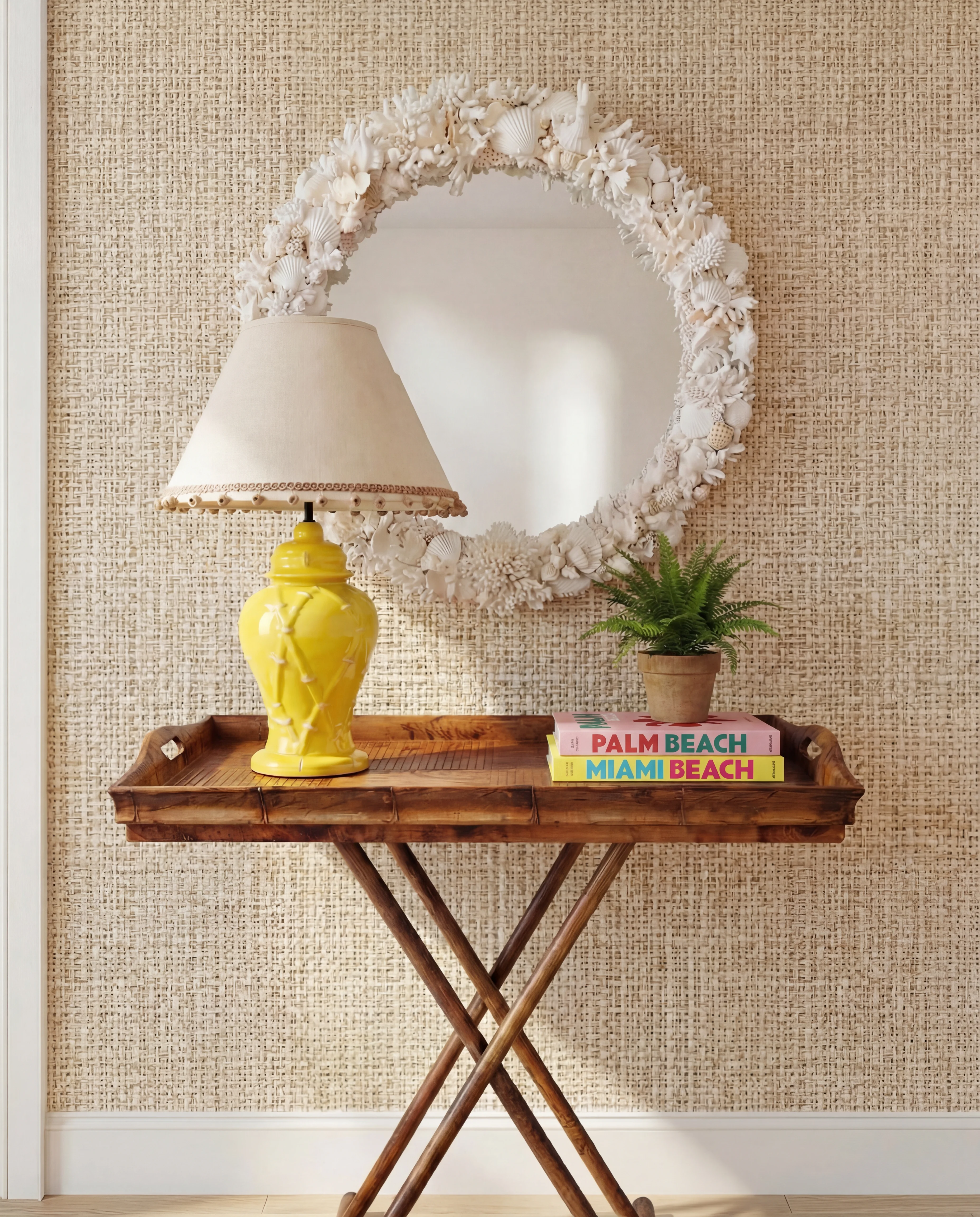 Entry-Foyer-Bench-Pillows-Lamp-Table