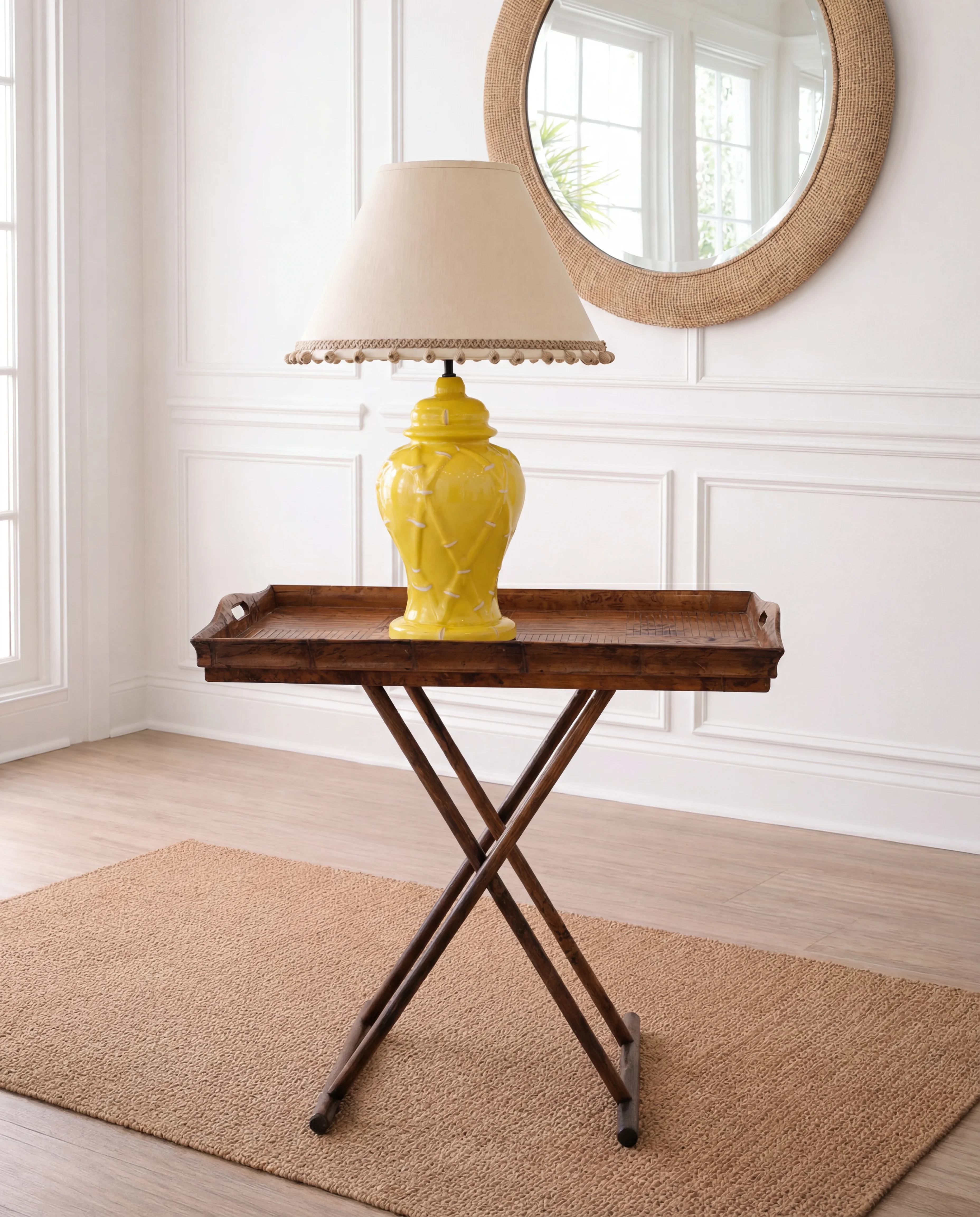 Entry-Foyer-Bench-Pillows-Lamp-Table